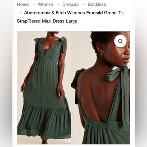 A&F emerald tie strap tiered maxi dress